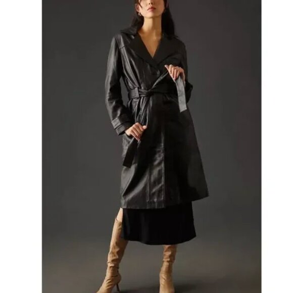Free People Deadwood Terra Recycled Leather Trench Coat - Large  - NWT - Picture 8 of 16